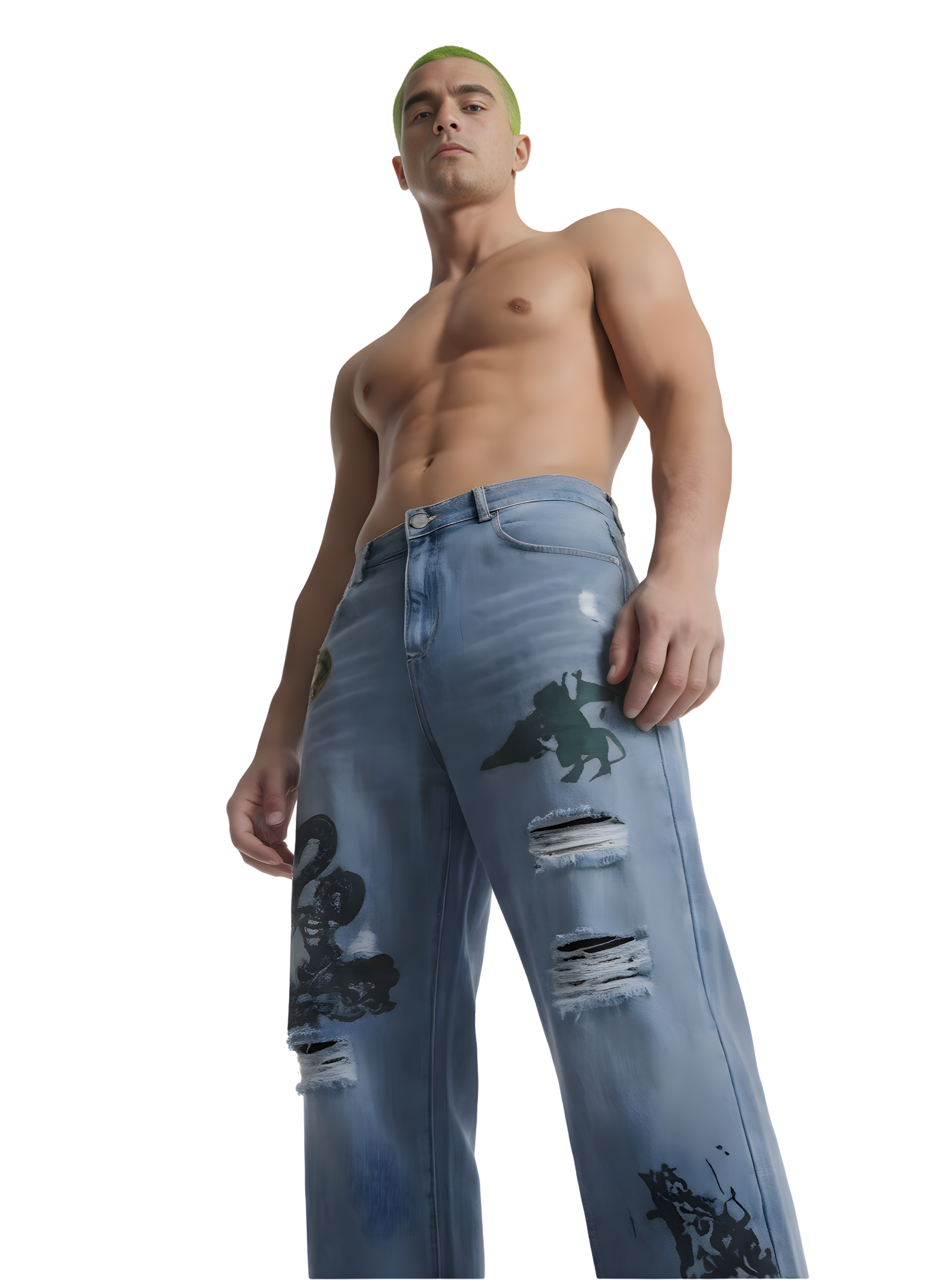 BLOK Kaiju Graphic Distressed Jeans